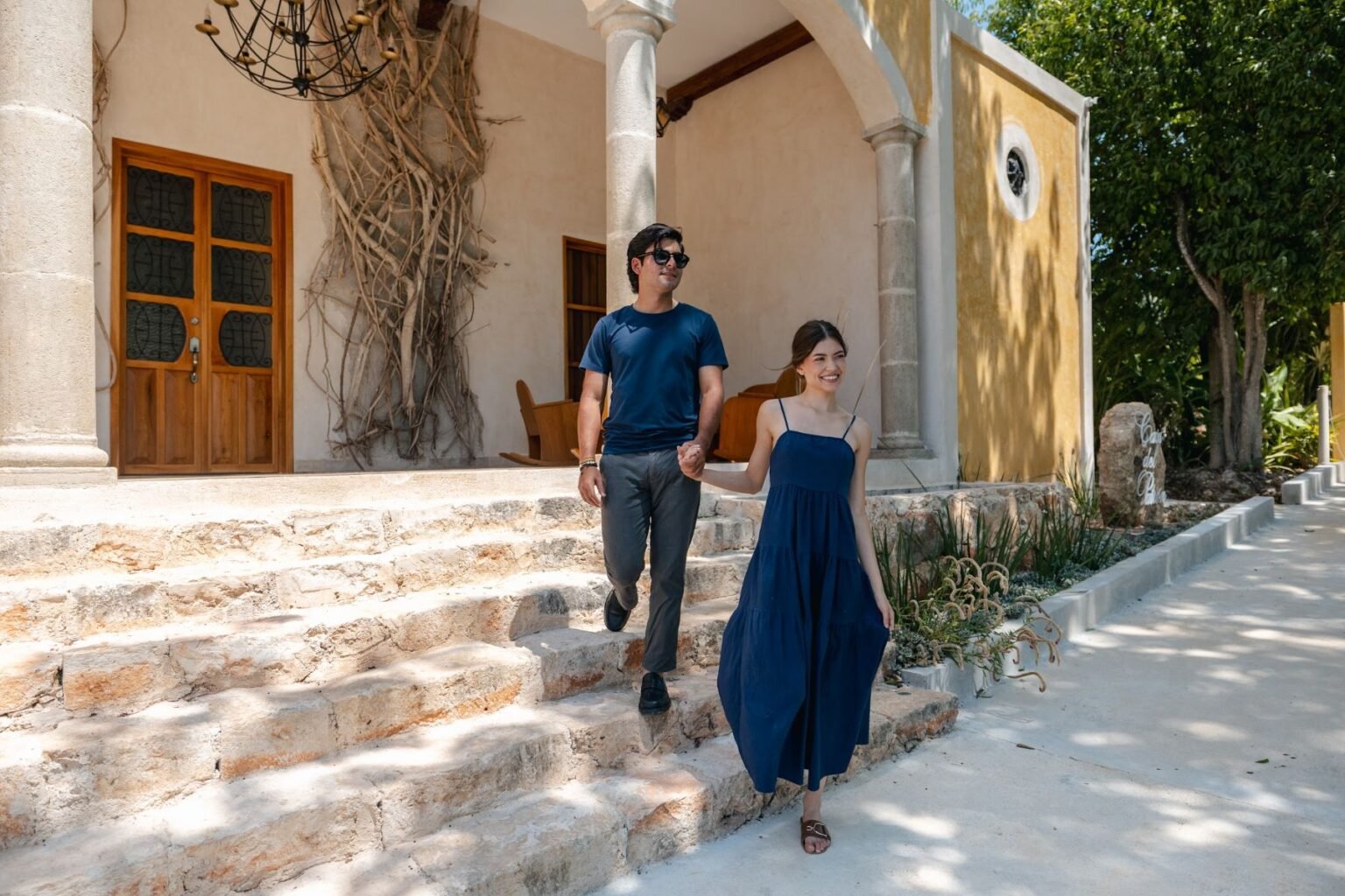 Pareja de huéspedes en el Hotel Hacienda de Cenote San Ignacio